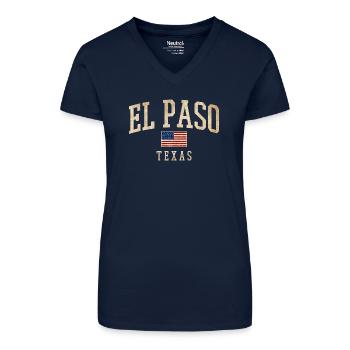 El Paso Texas Vintage Americana - Organic Women's V-Neck T-Shirt - navy blue - Front