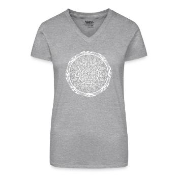 Mandala - T-shirt bio col V Femme - noir - Devant