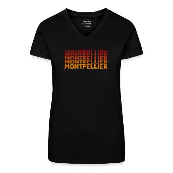 Montpellier Typografie - Bio Frauen T-Shirt mit V-Ausschnitt - Schwarz - Vorne
