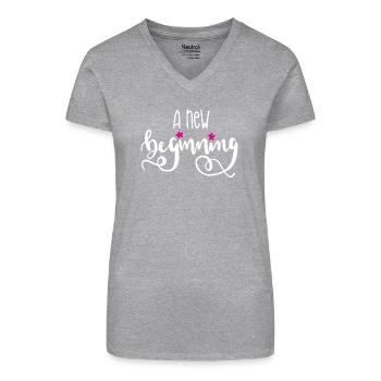 Un nouveau départ - T-shirt bio col V Femme - noir - Devant