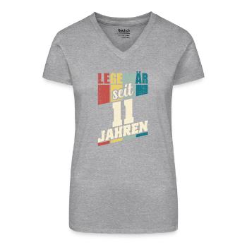 11. Geburtstag Legendär Seit 11 Jahren Legende 11 - Bio Frauen T-Shirt mit V-Ausschnitt - Schwarz - Vorne