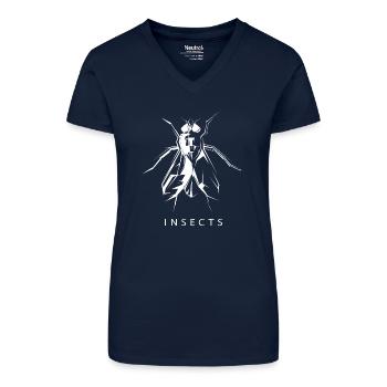 Fly Insect Symbol Insect Drawing Sketch - Organic Women's V-Neck T-Shirt - navy blue - Front