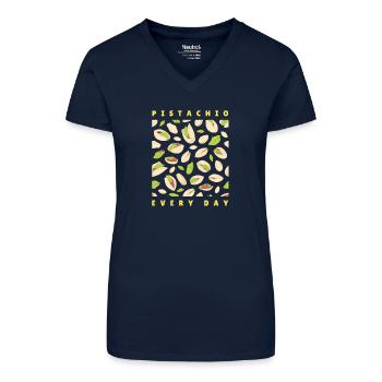 Pistache Everyday Nuts Esthétique Chemise Alimentaire - T-shirt bio col V Femme - bleu foncé - Devant