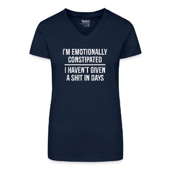 Ich bin emotional verstopft komisches Hemd - Bio Frauen T-Shirt mit V-Ausschnitt - Dunkelblau - Vorne