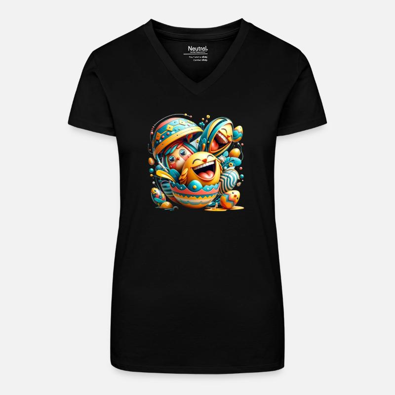 Conception graphique de Pâques dans le style Mixed Dimensions - T-shirt bio col V Femme - noir