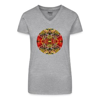 Nature Mandala Paysage Sous-marin - T-shirt bio col V Femme - noir - Devant