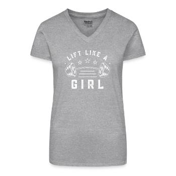 Funny Gym Quote Lift Like a Girl - Organic Women's V-Neck T-Shirt - black - Front