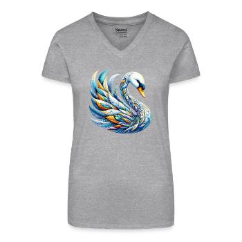 Swan - Organic Women's V-Neck T-Shirt - black - Front