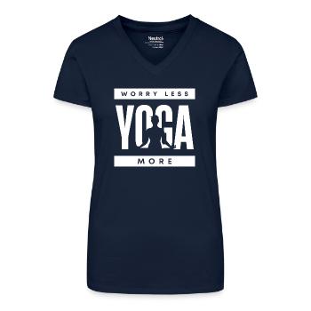 Lustiges Yoga Zitat - Bio Frauen T-Shirt mit V-Ausschnitt - Dunkelblau - Vorne