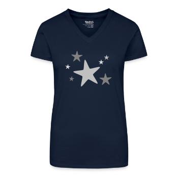 Groupe d’étoiles multicolore - T-shirt bio col V Femme - bleu foncé - Devant