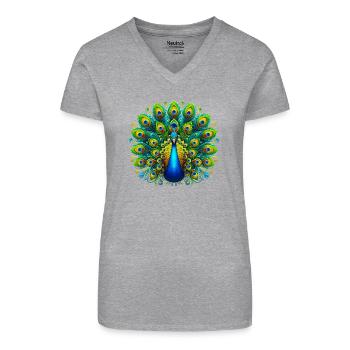 Pfau - Bio Frauen T-Shirt mit V-Ausschnitt - Schwarz - Vorne