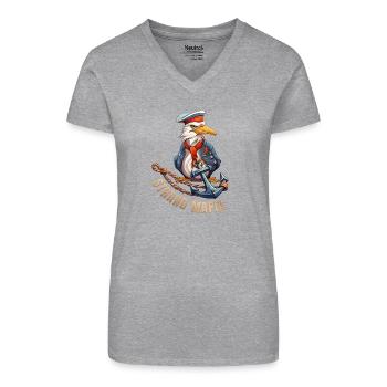 Seefahrer Adler mit Anker - Bio Frauen T-Shirt mit V-Ausschnitt - Schwarz - Vorne
