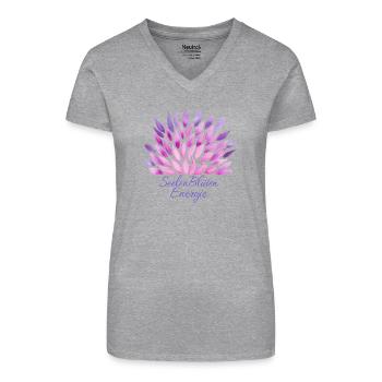SeelenBlüten Energie - Sonja Ariel von Staden - Bio Frauen T-Shirt mit V-Ausschnitt - Schwarz - Vorne