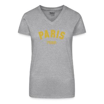 1er arrondissement de PARIS - T-shirt bio col V Femme - noir - Devant