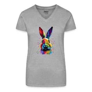 Hase Kaninchen Liebhaber Feldhase Bunny Süße Hasen - Bio Frauen T-Shirt mit V-Ausschnitt - Schwarz - Vorne