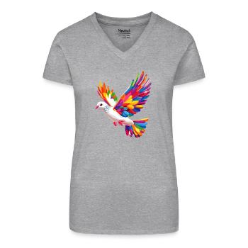 Taube Weiß Frieden Peace Ringeltaube Weiße Tauben - Bio Frauen T-Shirt mit V-Ausschnitt - Schwarz - Vorne
