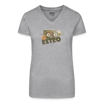 Retro Kassette Collage - Bio Frauen T-Shirt mit V-Ausschnitt - Schwarz - Vorne