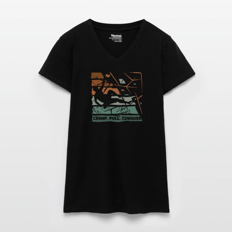 Bouldering – Crimping. Pull. Conquer. Organic Women's V-Neck T-Shirt