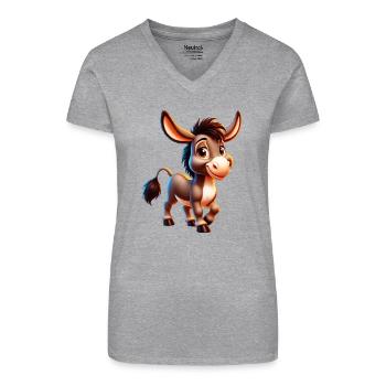 Esel-Maultier - Bio Frauen T-Shirt mit V-Ausschnitt - Schwarz - Vorne