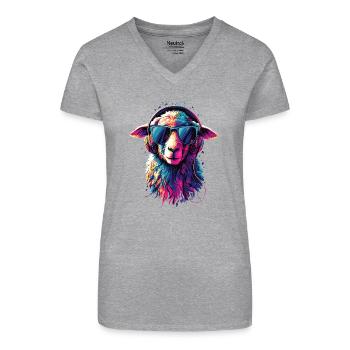 Schaf Lamm Schäfchen Hausschaf Schäfer Süße Schafe - Bio Frauen T-Shirt mit V-Ausschnitt - Schwarz - Vorne
