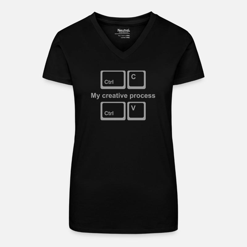 Copy Paste Shirt – Funny Coder & Designer Tee - Bio Frauen T-Shirt mit V-Ausschnitt - Schwarz