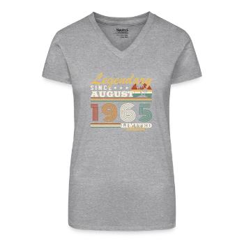 August 1965 Vintage Geburtstagsgeschenk - Bio Frauen T-Shirt mit V-Ausschnitt - Schwarz - Vorne