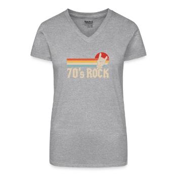 70er Rockmusik 1970er Metal Band Mottoparty - Bio Frauen T-Shirt mit V-Ausschnitt - Schwarz - Vorne