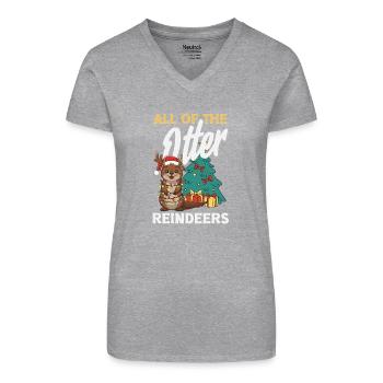Seeotter-pun-weihnachts-rentiere - Bio Frauen T-Shirt mit V-Ausschnitt - Schwarz - Vorne