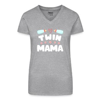 Zwillingsmama Schwangerschaft Mom of Twins - Bio Frauen T-Shirt mit V-Ausschnitt - Schwarz - Vorne