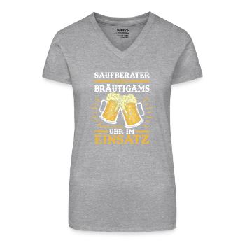 JGA Team Bräutigam Junggesellenabschied - Bio Frauen T-Shirt mit V-Ausschnitt - Schwarz - Vorne