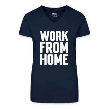 Motivierendes T-Shirt für die Arbeit von zu Hause aus - Bio Frauen T-Shirt mit V-Ausschnitt - Dunkelblau - Vorne