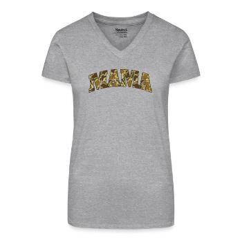 Mama Jagd Camo Outdoor Abenteuer Leben - Bio Frauen T-Shirt mit V-Ausschnitt - Schwarz - Vorne