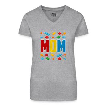 Maman brique constructeur créatif maternité bloc amant - T-shirt bio col V Femme - noir - Devant