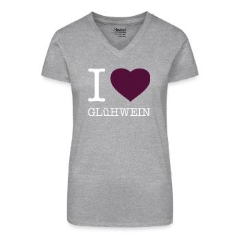 I love Glühwein - Bio Frauen T-Shirt mit V-Ausschnitt - Schwarz - Vorne
