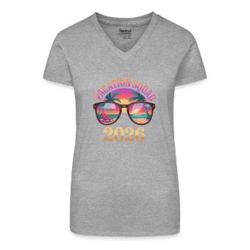 Ferienteam 2026 Feiertag - Bio Frauen T-Shirt mit V-Ausschnitt - Schwarz - Vorne