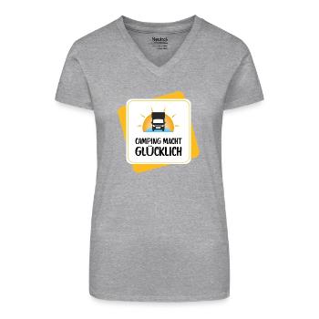 Le camping vous rend heureux – conception de camping-car - T-shirt bio col V Femme - noir - Devant