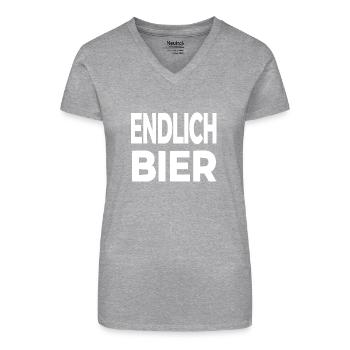 Bier - Bio Frauen T-Shirt mit V-Ausschnitt - Schwarz - Vorne