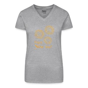 Happy New Year Silvester Feuerwerk Explosion  - Bio Frauen T-Shirt mit V-Ausschnitt - Schwarz - Vorne