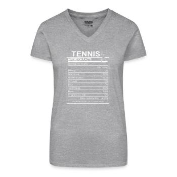 Funny Tennis Nutrition Facts Hardwork  - Organic Women's V-Neck T-Shirt - black - Front
