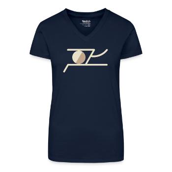 Symbole abstrait en tons de terre chauds – Géométrique - T-shirt bio col V Femme - bleu foncé - Devant