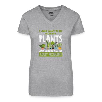 Plant Lovers Adults Problems Gardeners - Organic Women's V-Neck T-Shirt - black - Front