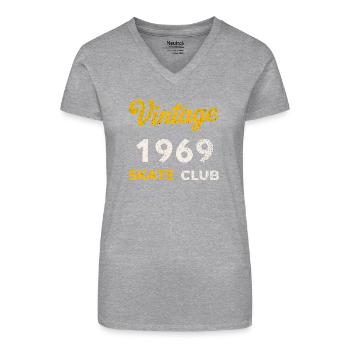 Vintage 1969 Skate Club Retro Geburtsjahr Geschenk - Bio Frauen T-Shirt mit V-Ausschnitt - Schwarz - Vorne