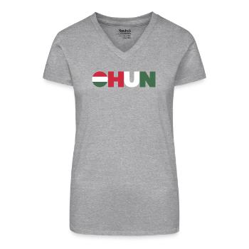Hongrie - T-shirt bio col V Femme - noir - Devant