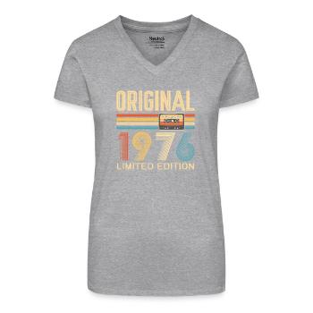 50th Birthday, 50 Years, Original 1976 - Organic Women's V-Neck T-Shirt - black - Front