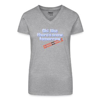Skiez comme s’il neigeait demain - T-shirt bio col V Femme - noir - Devant