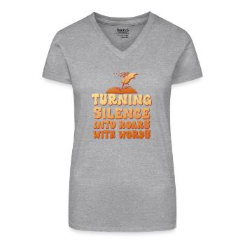 Stille in Brüllen verwandeln - Bio Frauen T-Shirt mit V-Ausschnitt - Schwarz - Vorne