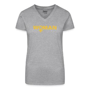 WOMAN - Bio Frauen T-Shirt mit V-Ausschnitt - Schwarz - Vorne