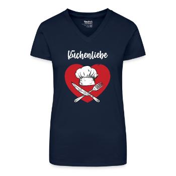 Küchenliebe Hobbykoch Leidenschaft Kochen Koch - Bio Frauen T-Shirt mit V-Ausschnitt - Dunkelblau - Vorne