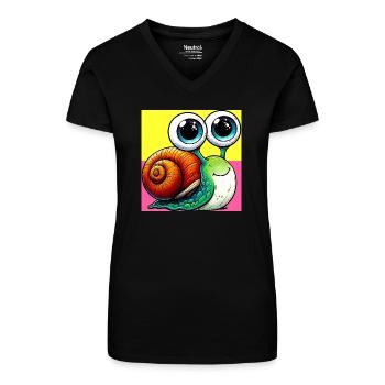 Snail - Organic Women's V-Neck T-Shirt - black - Front