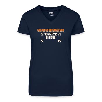 American Football Vintage Defence Design Dad - Organic Women's V-Neck T-Shirt - navy blue - Front